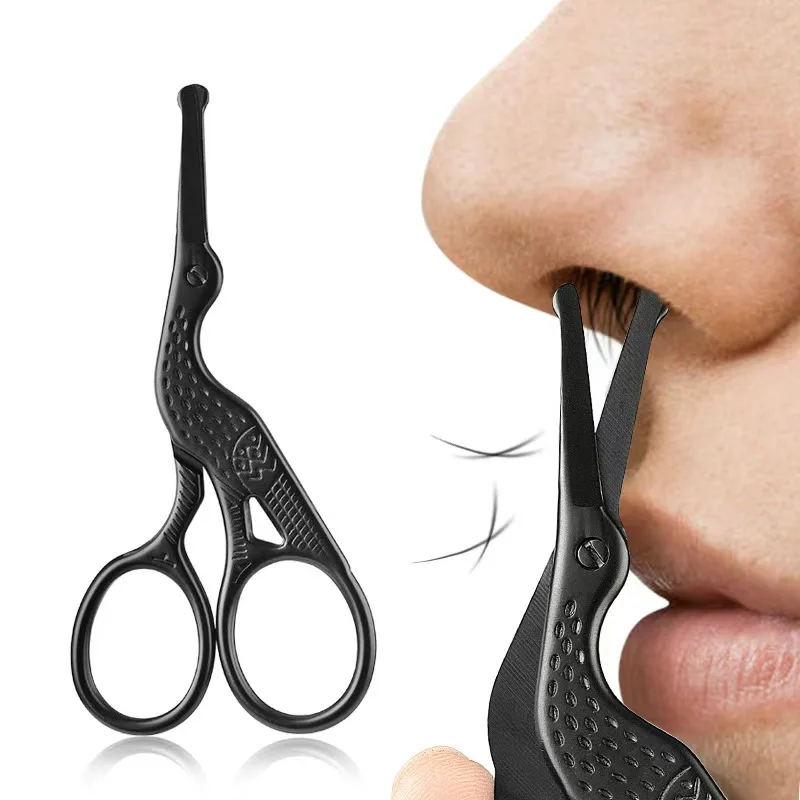 

Nose hair clipper and trimmer set for men, round headed stainless steel, nose shaving, nose cleaning, manual small scissors for