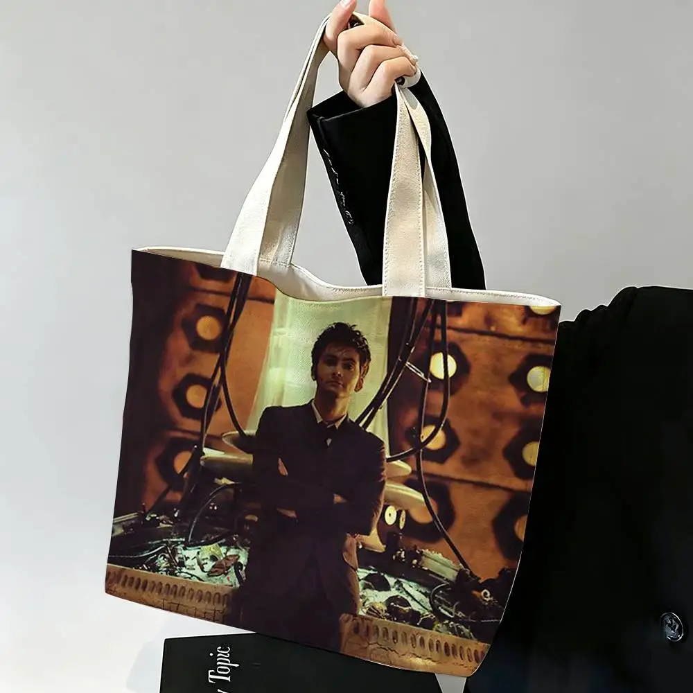 David T-Tennant Tenth Doctor Printed Canvas Tote Bag Shoulder Bag Commuter Mommy Shopping Bag