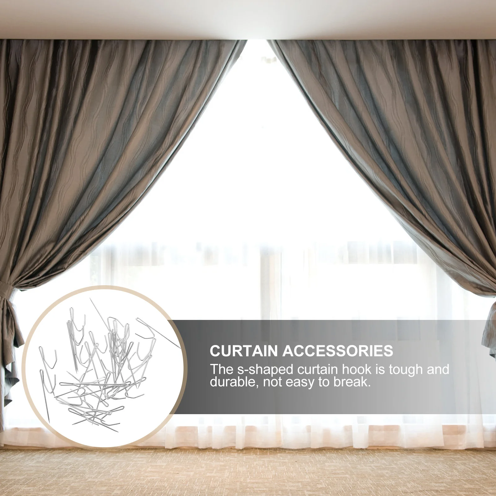 50個の丈夫なS字型窓カーテンフック、摩擦なし、スムーズで静かなS字型カーテンフック、クリエイティブなタイバック