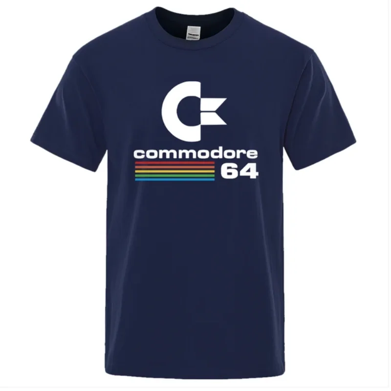 Loose Men T-shirts Summer Commodore 64 Print T Shirt C64 SID Amiga Retro Cool Design Street Short Sleeve Top Tee Cotton Clothing