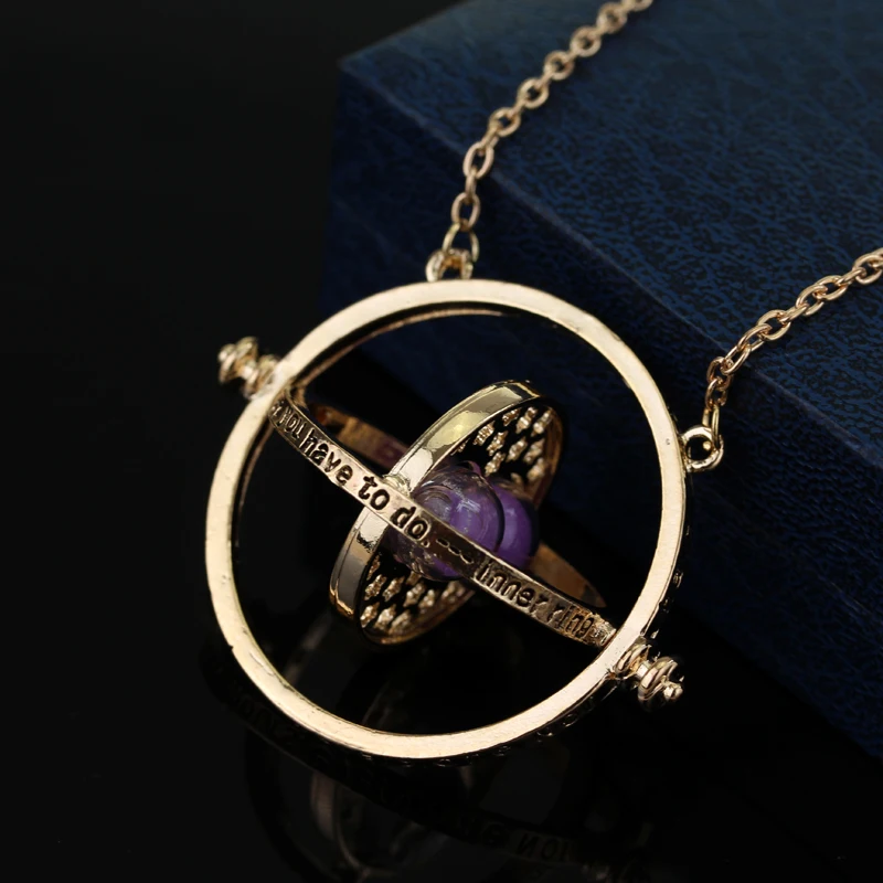 3 Colors Time Turner Pendant Necklace Movie Theme Necklaces Choker Jewelry Trendy Cosplay Gifts for Men Women Accessories