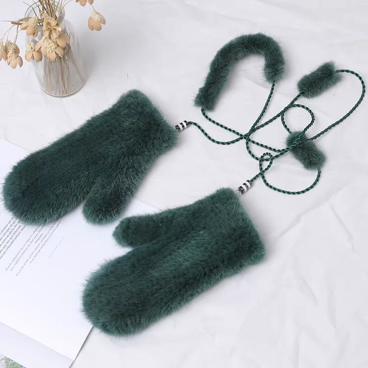 الشتاء ريال فرو المنك القفازات أزياء لينة الدافئة محبوك قفازات فرو المنك الطبيعي سيدة مرنة جيدة