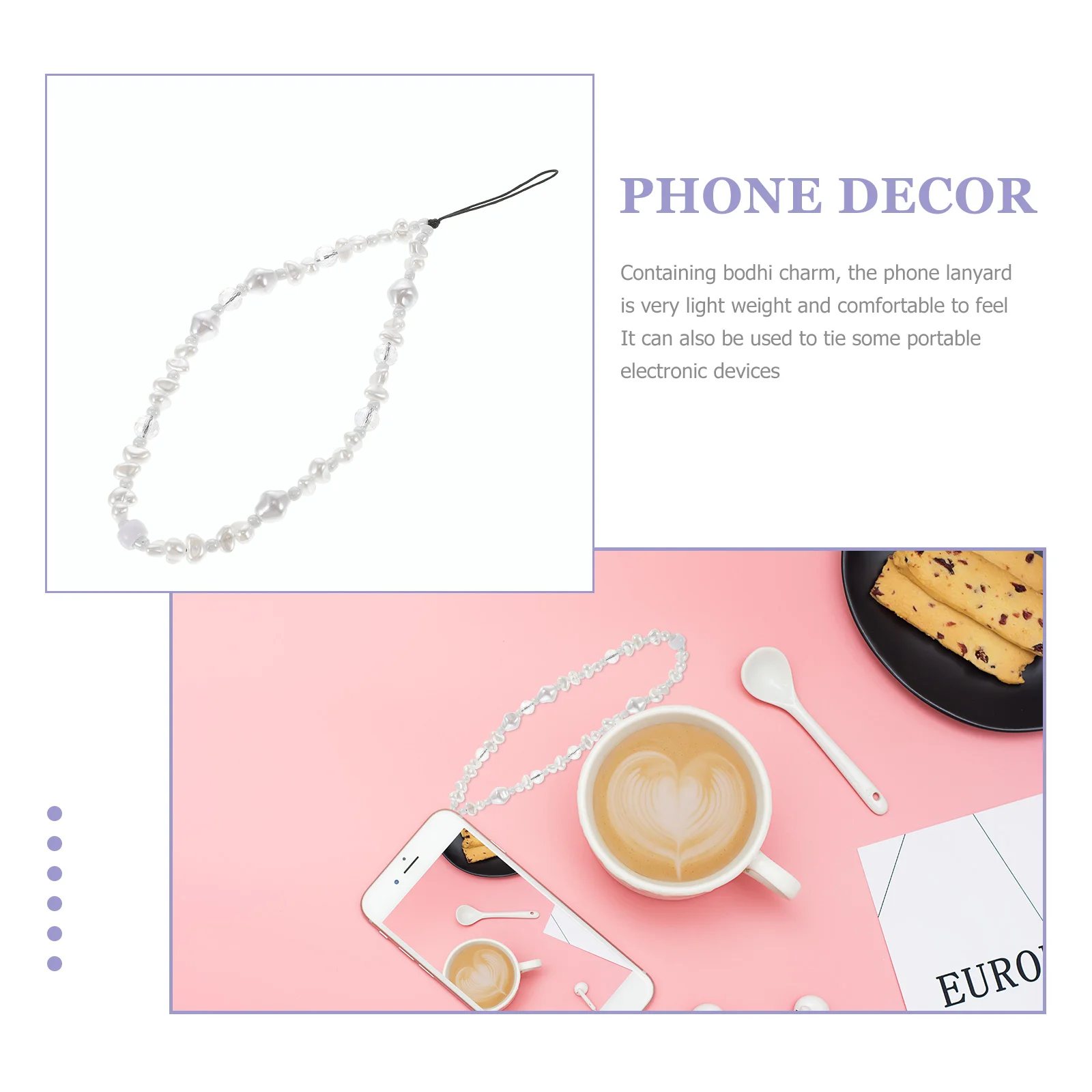 Decorate Wristband Mobile Phone Straps Lanyard Lanyards for Keys Hanging Rope Chain Imitation Pearls DIY Beaded Chains Beads