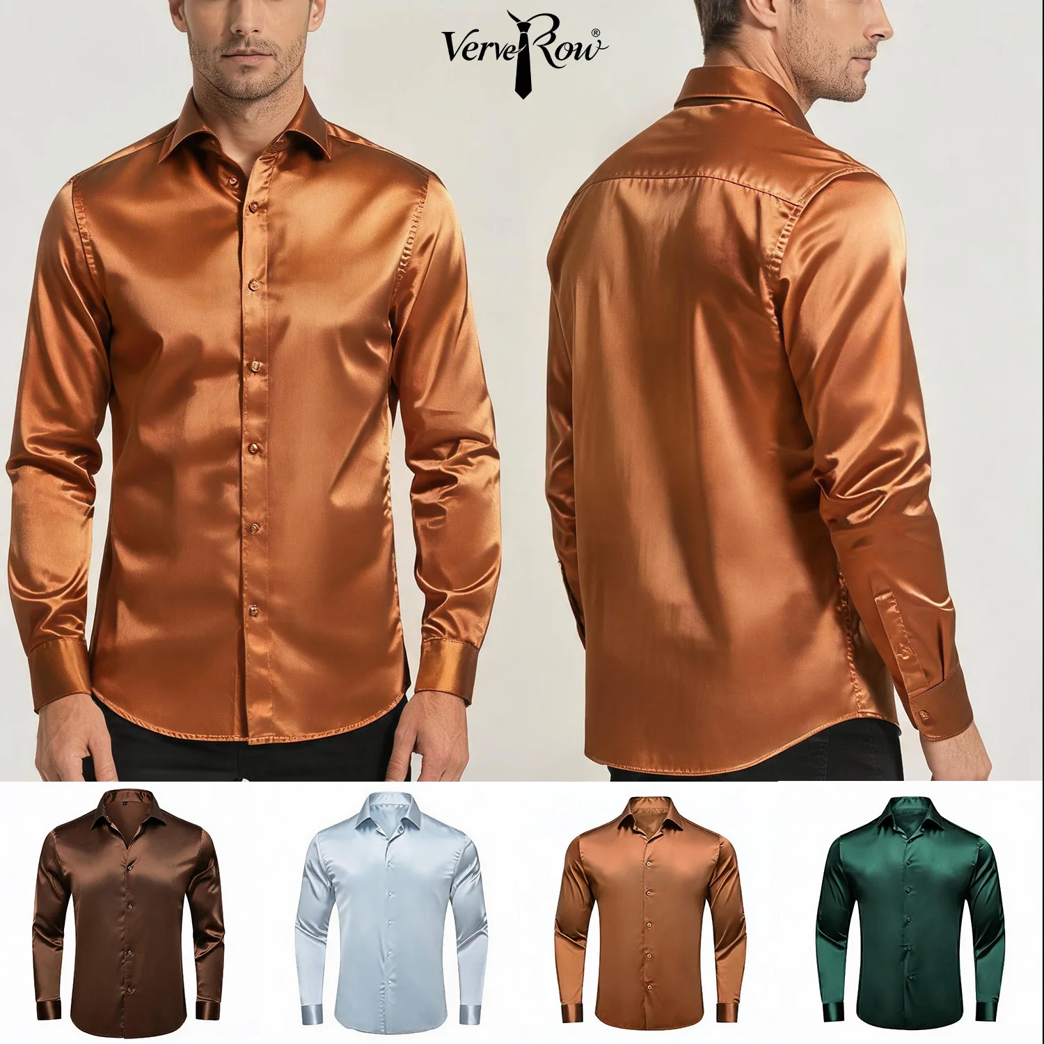 Solid LS Shirt Brown or Pink or Purple or Green or Blue or Black or Red Soft Button Daily Office Top