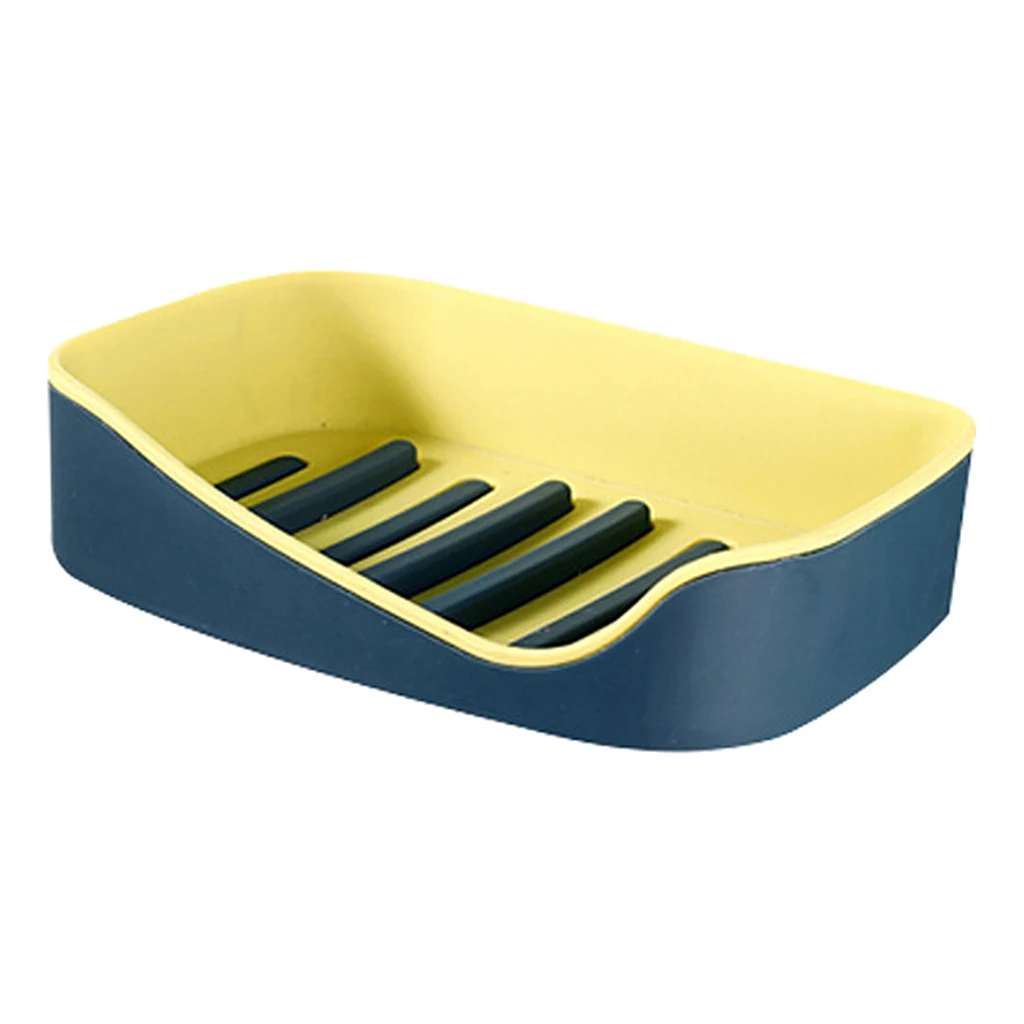 Plastic Soap Holders with Drain, Double Layer Draining Soap Box for Bathroom and Kitchen