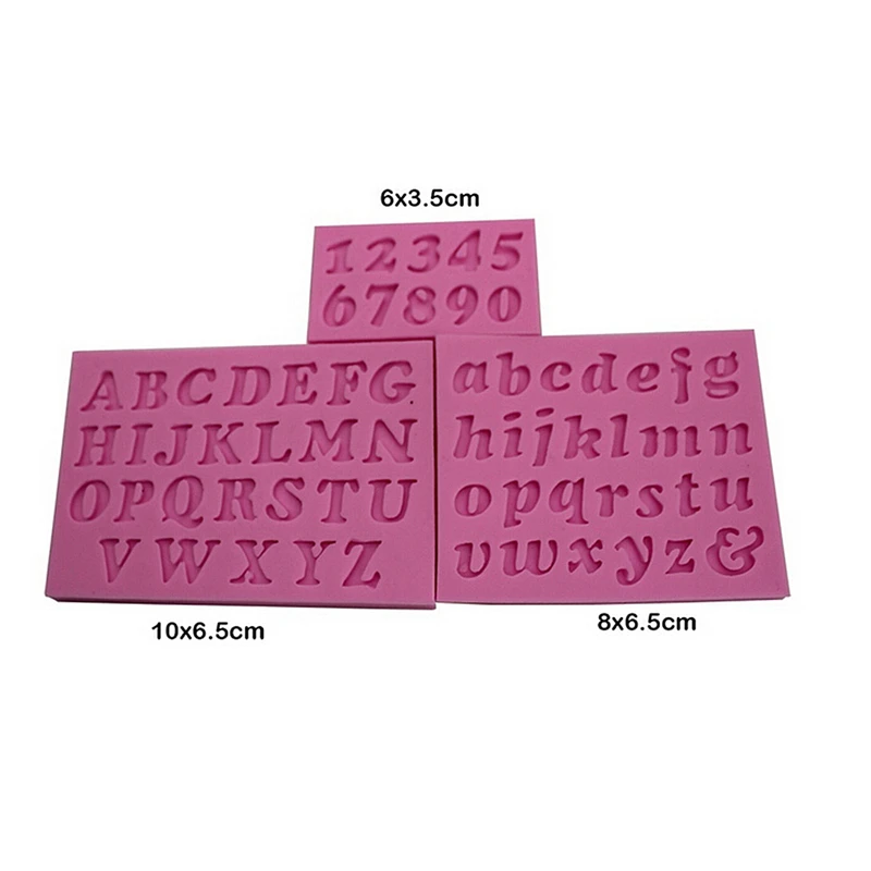 3Pcs/Set Number Letter Shape Silicone Mold Cake Decoration 3D Food Grade Soap Chocolate Moulds