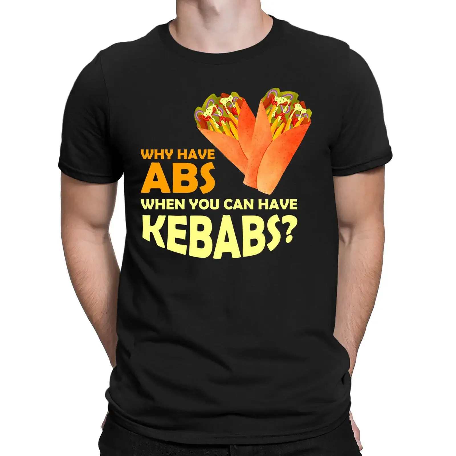 Why Have Abs When You Can Kebabs Funny Novelty Food Joke Mens T Shirt DNE vintage Washed Versatile Comfortable designer clothes