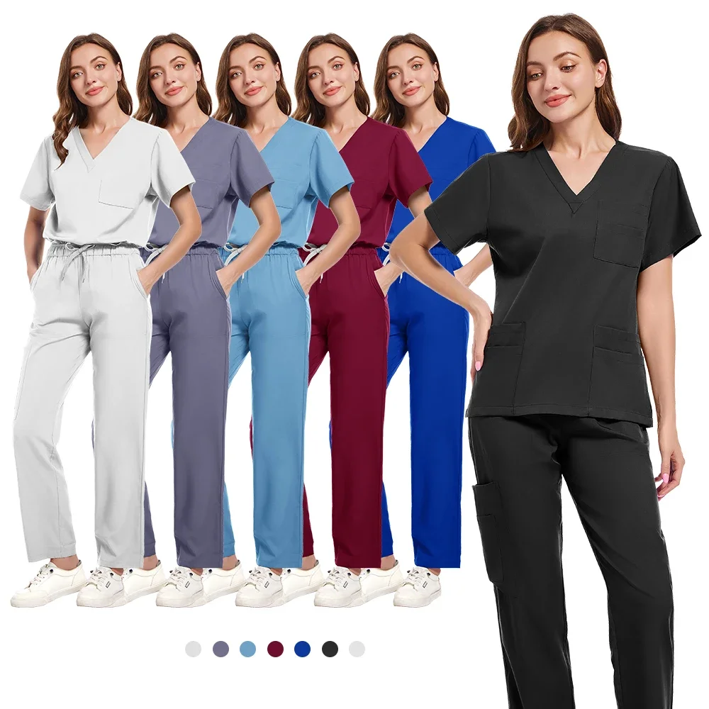 Surgical scrubs for female medical nurses, beauty salon work uniforms, clinical tops and pants, spa doctor nursing scrub sets