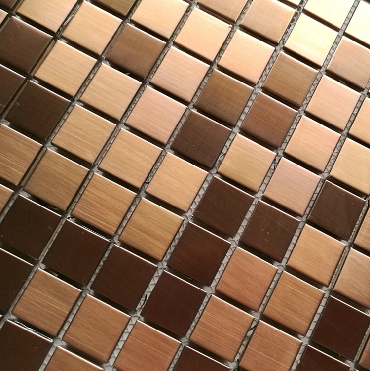 

Free shipping brushed rose gold stainless steel metal mosaic tile for bathroom KTV background decoration