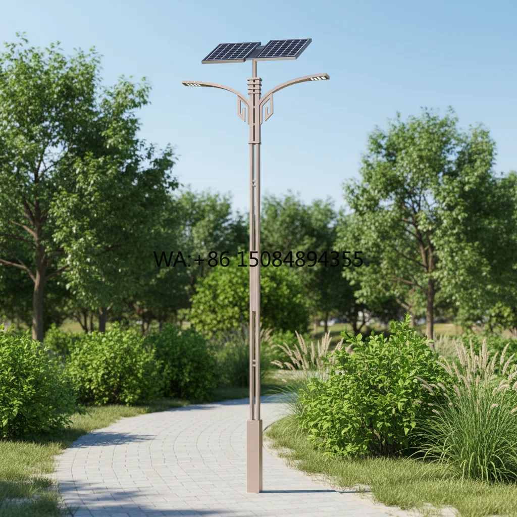 Hot Sales 8m 60W Single/Double Arms IP65 Waterproof LED Solar Street Light Monocrystalline Solar Panel Aluminum Alloy Road