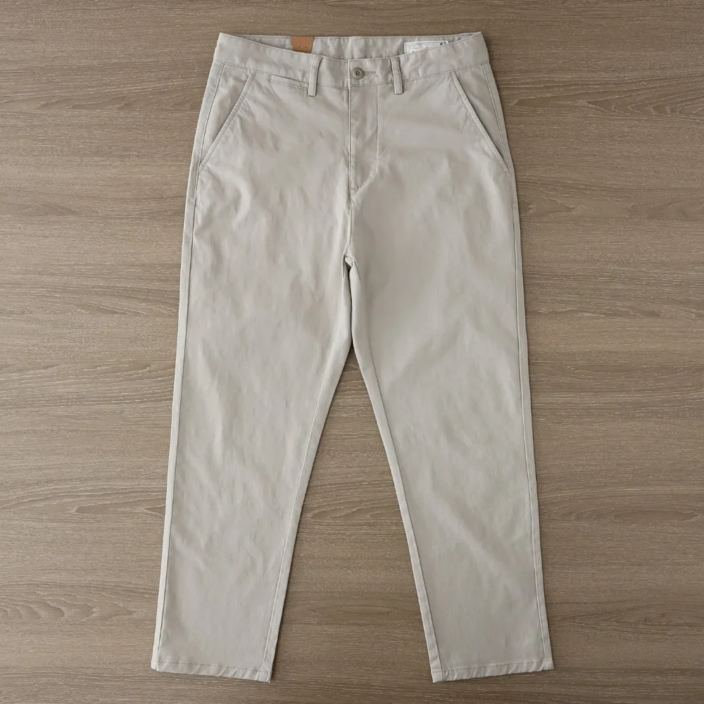 Micro-stretch nine-point pants Simple commuting casual pants Cotton slightly loose small straight pants