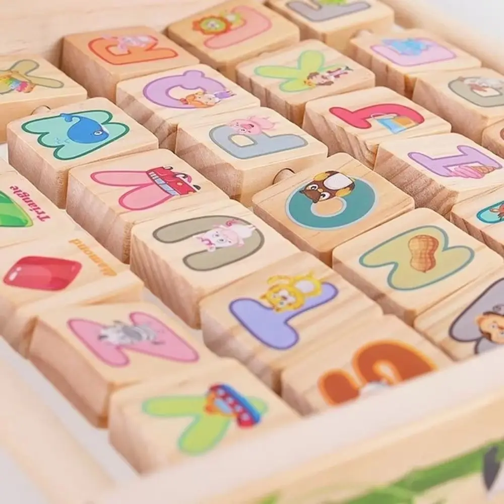 Englisch Alphabet Buchstaben Kognitive Spielzeug Cartoon Muster Arithmetik Holz Buchstaben Bord Lernen Perle Abacus Frühe Bildung Bord