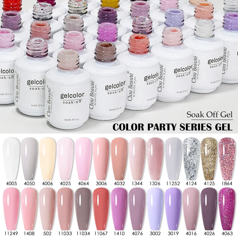 Clou Beaute Nail Gel Polish 8ml Nude White Color Party Series Gel Base Top Coat Vernis Gorgeous Semi-permanent Texture Manicure