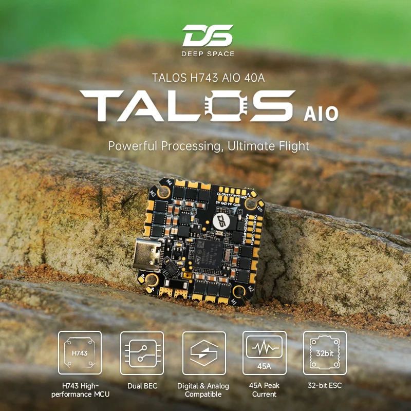 DeepSpace TALOS H743 40A AIO 3-6S 32Bit FC ESC Flight Controller FPV Racing Drone Support Betaflight RC Quadcopter Freestyle