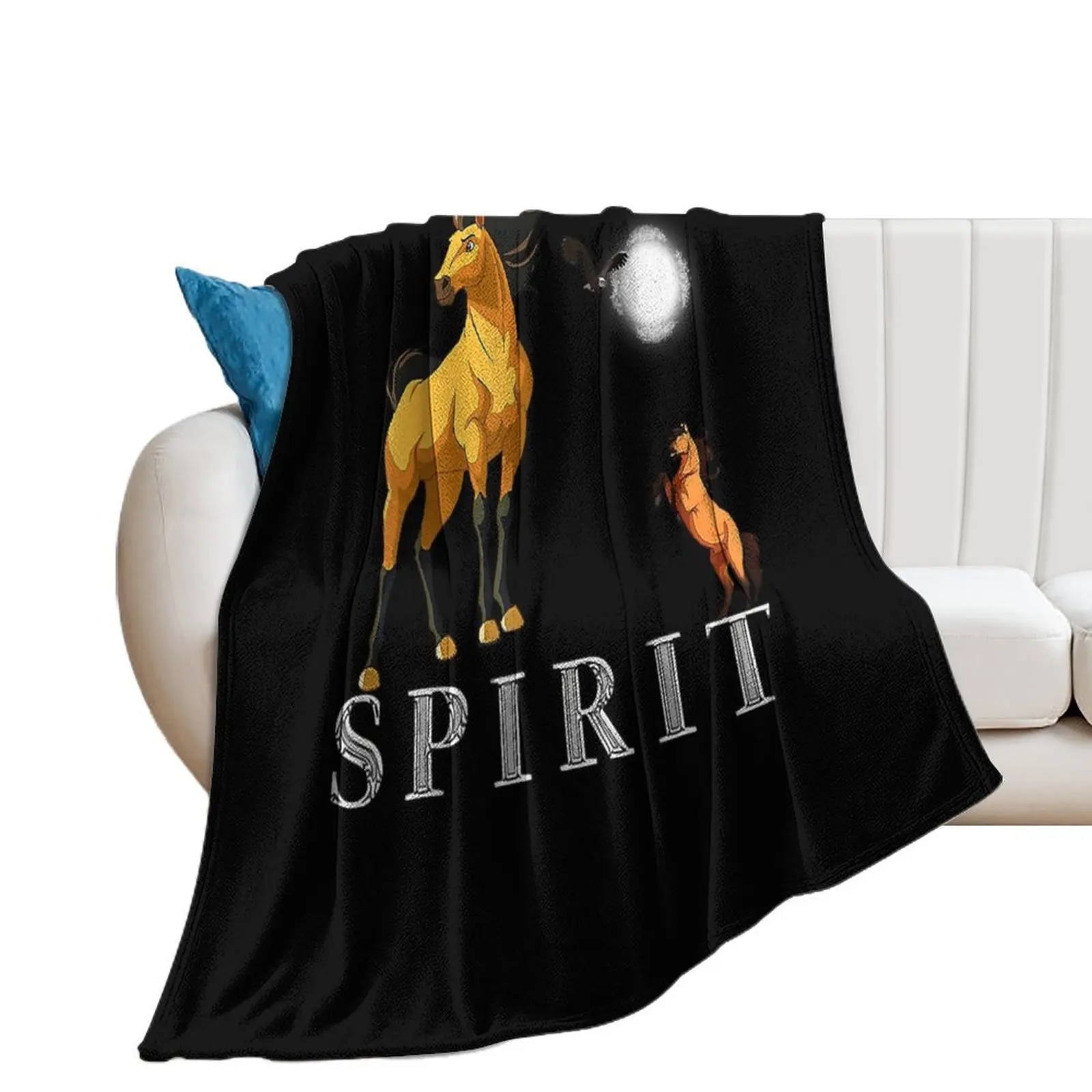 Spirits Stallions of the Cimarrons Premium T-Shirt Throw Blanket Decoratives blankets and throws Summer Polar Blankets