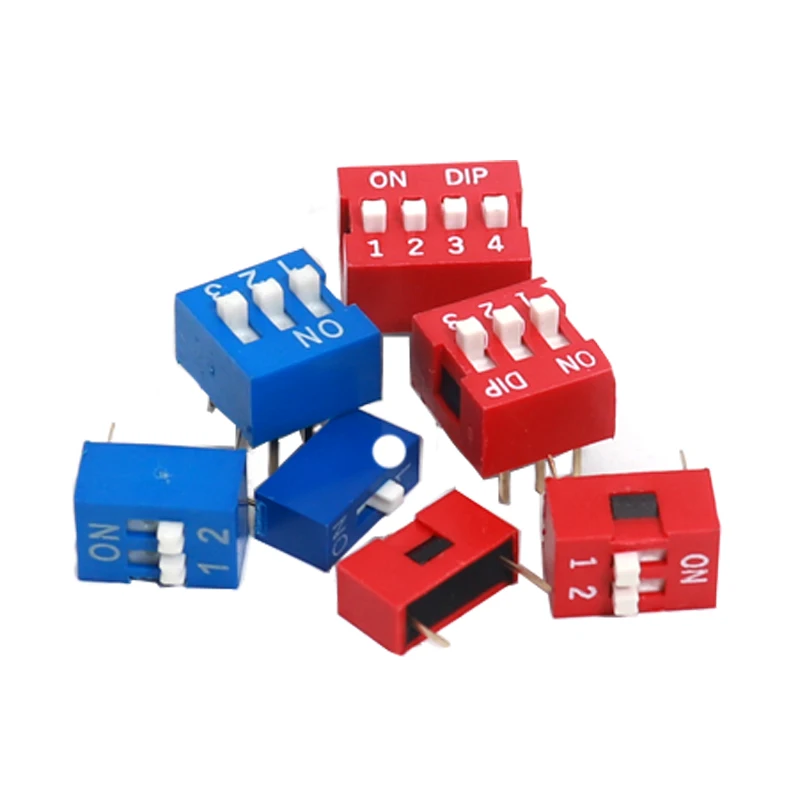 【10PCS】Red, Blue Toggle Switch Spacing 2.54MM DIP Dial The Code Switch 1 2 3 4 5 6 7 8 9 10 12 PIN Quick Switch