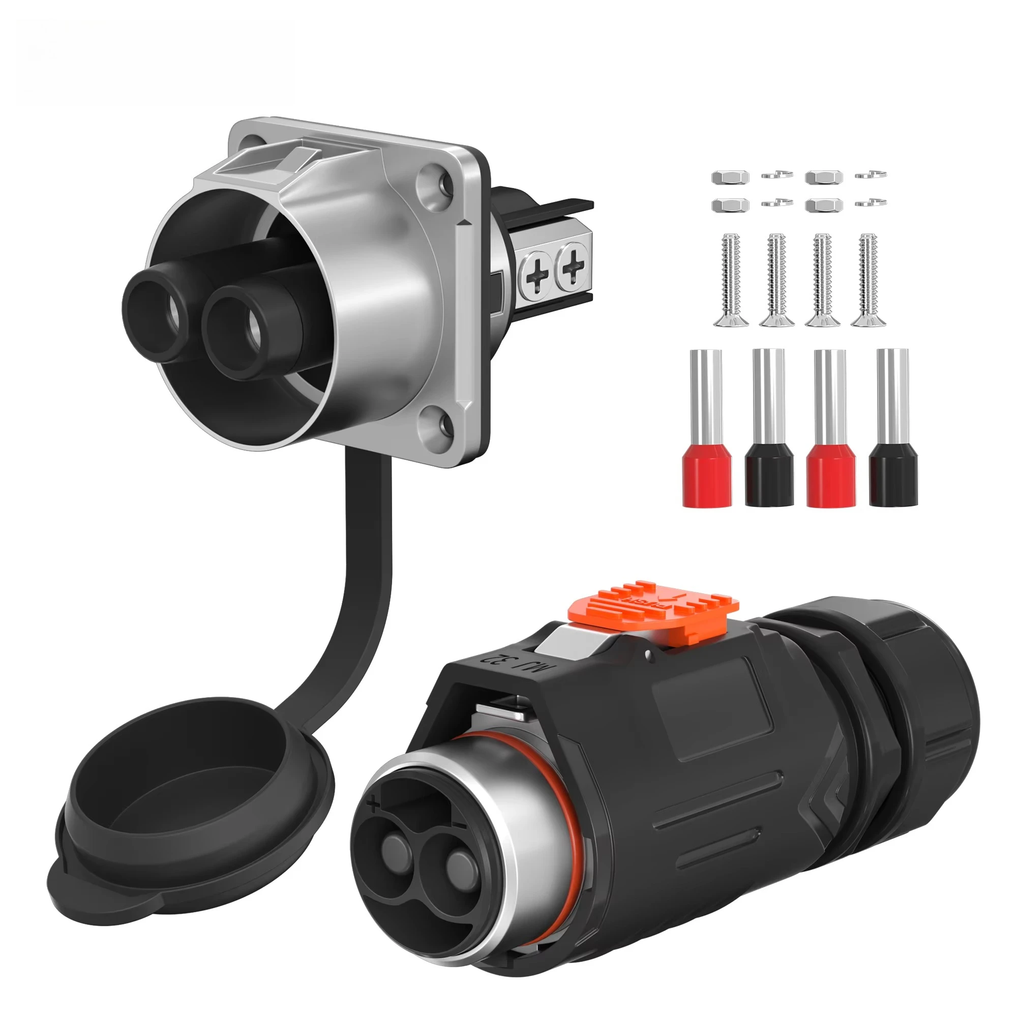 

2025 hot sale 12V-48V 100A Trolling Motor Plug 6 to 4 AWG Wire 2 Pin IP67 Waterproof Circular Connector Fast Locking with Termin