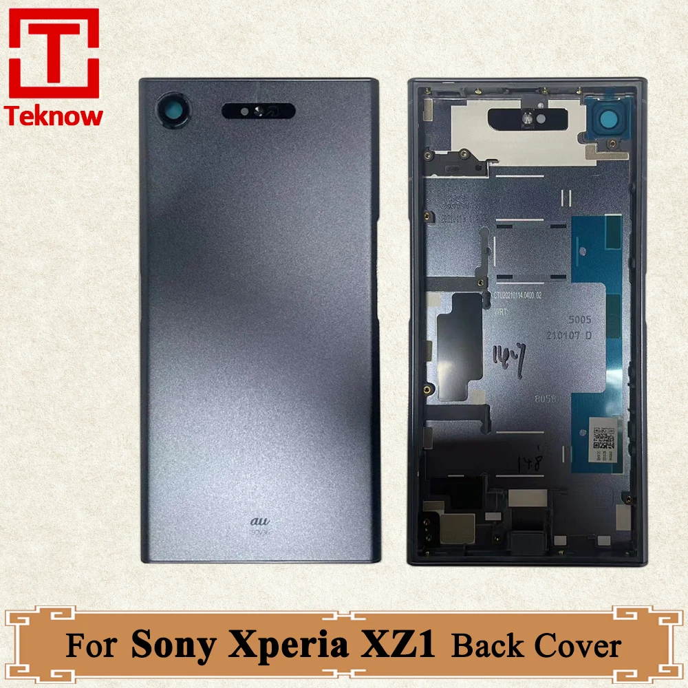 

Оригинальная задняя крышка для Sony Xperia XZ1 G8341 G8342, задняя крышка батарейного отсека, чехол на заднюю дверь с объективом камеры + средняя рамка, запасные части