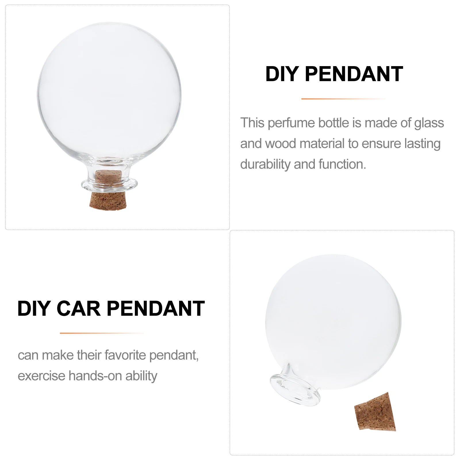 

10pcs Perfume Bottle Hanging Pendant Diy Car Accessory Glass Wood Scent Diffuser Air Freshener For Home Decoration Gift