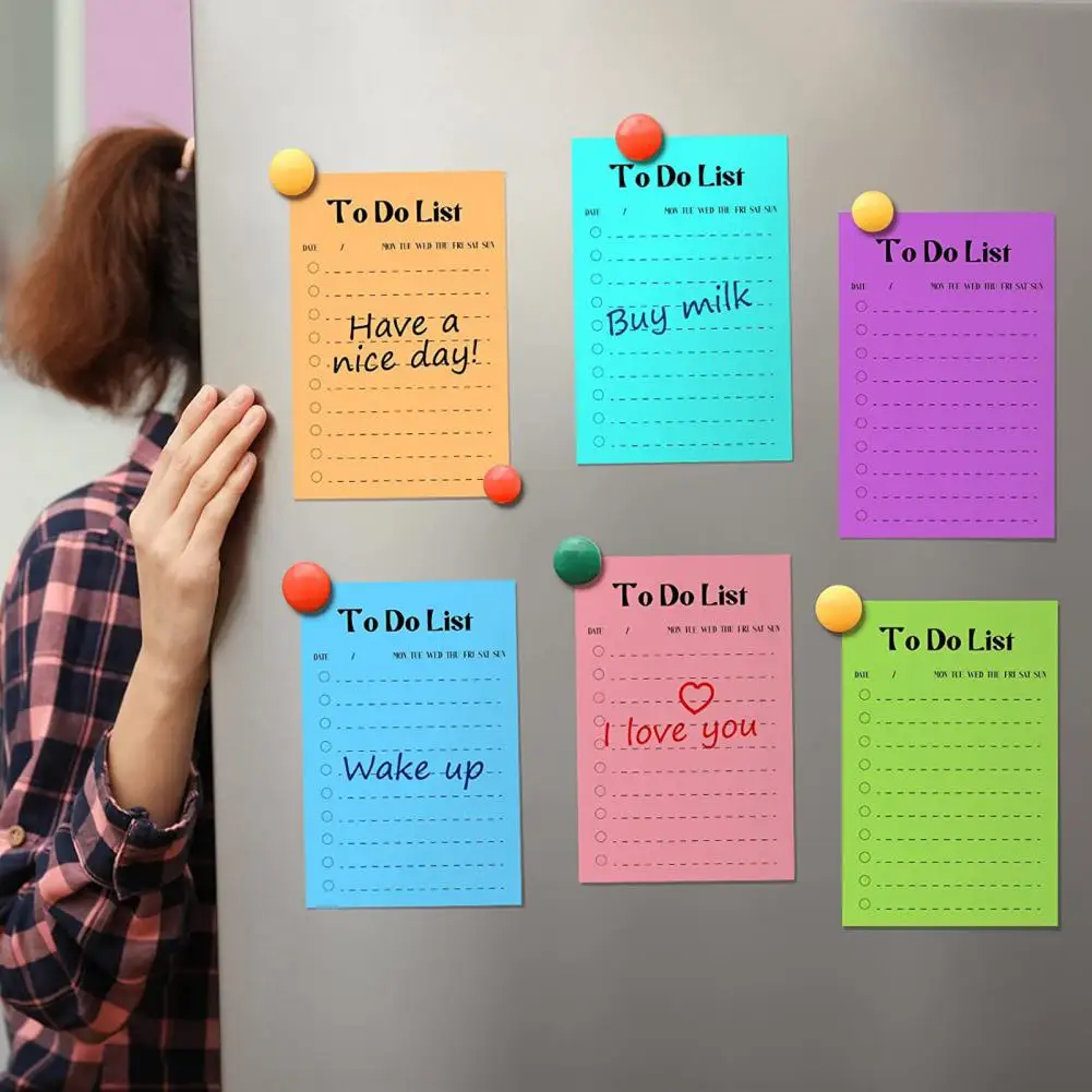 To-do Notepad Bright Colors Sticky Notepad Set 8pcs Fridge Time Schedule To-do List Shopping Grocery List Small Planning Notes