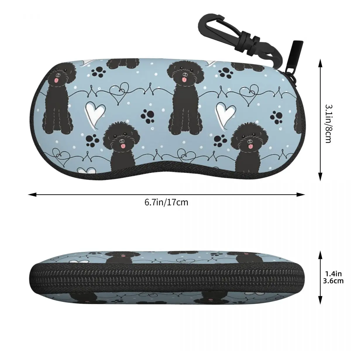 LOVE Black Toy Poodle Shell Glasses Case Protective Sunglasses Box Women Men Soft Eyeglasses Bag Pouch