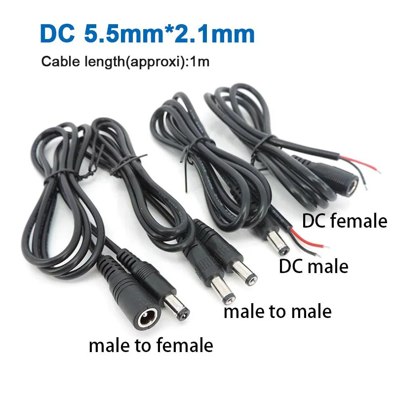 1Meter 5.5Mm X 2.1Mm Dc Verlengsnoer Draad Mannelijke Vrouw Naar Mannelijke Vrouwelijke Power Connector Kabel Voor Cctv Camera Led Strip Licht