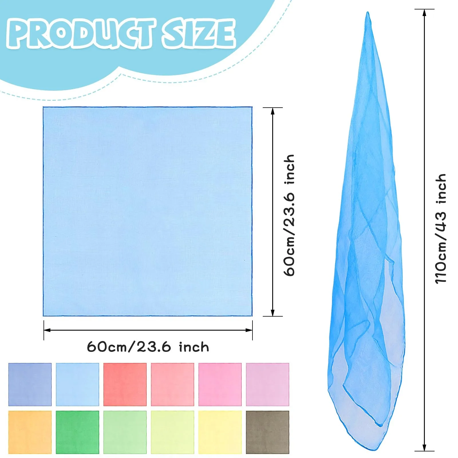 Women Fashion Juggling Scarf Retro Solid Color Dance Scarf Chiffon Nylon Performance Scarf For Kindergarten Children