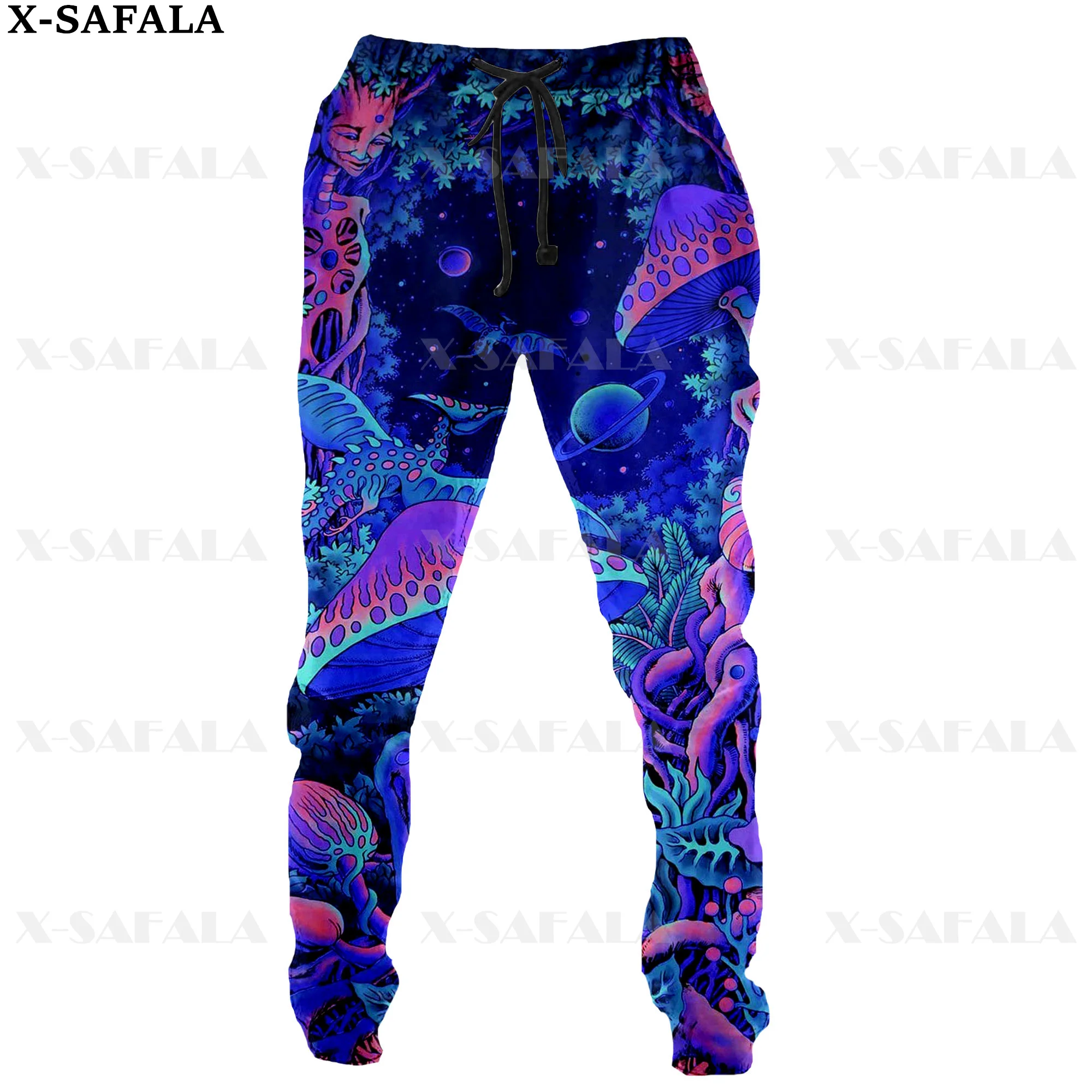 Mushroom Hippie Psychedelic Colorful Trippy Print Trousers Men Sweatpants Casual Long Joggers Streetwear Autumn Sports Pants-7