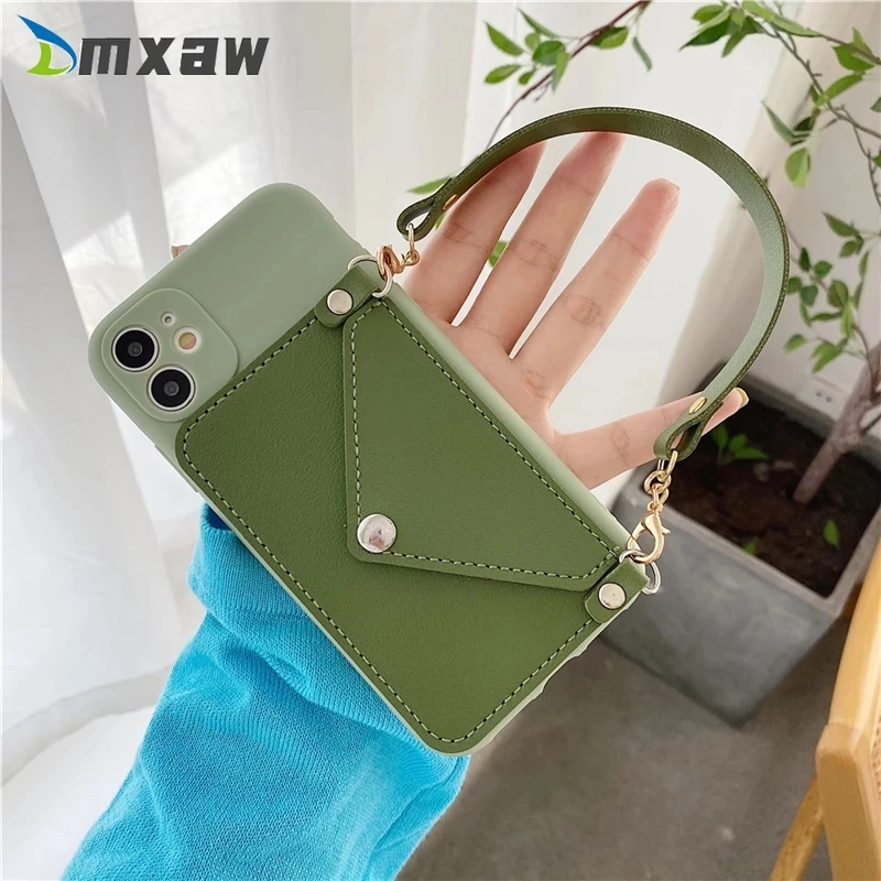 Wallets Card Phone Case For Samsung Galaxy A7 A6 A8 Plus A9 2108 J6 J4 Plus Strap portable Holder Cover+Silicone Lanyard