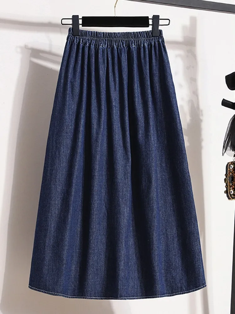 High Waist Denim Long Skirts Women New Arrival 2022 Autumn Korean Style All-match Loose Female A-line Casual Skirt B2162