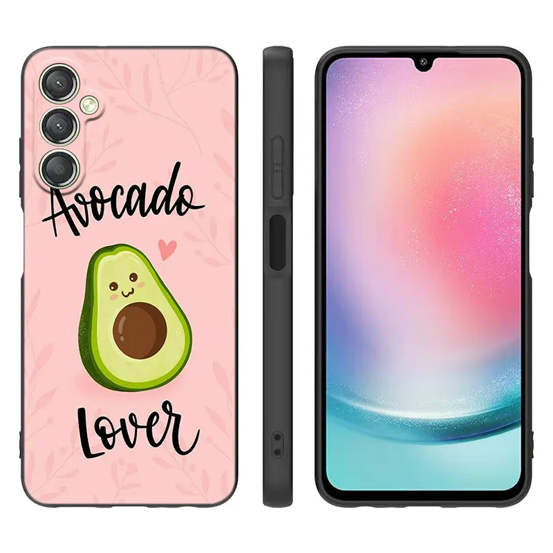 Cartoon Cute Avocado Black Case For Samsung Galaxy A15 A14 A05 A34 A54 A52S A53 A33 A23 A24 A13 A12 A22 A32 A50 A51 A70 A71 A73 image 3