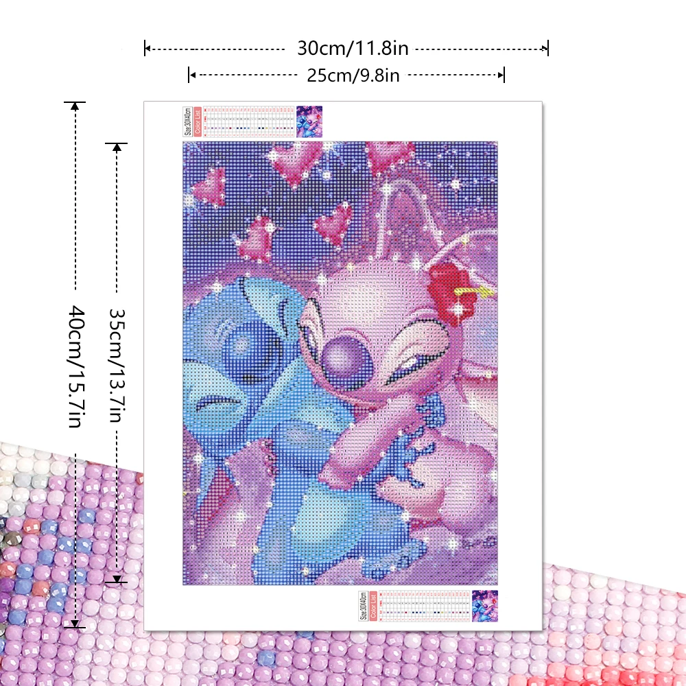 Disney Diamond Painting Lilo and Stitch Full Round Drill Mosaic Cartoon New Arrivals Children Gifts 30x40