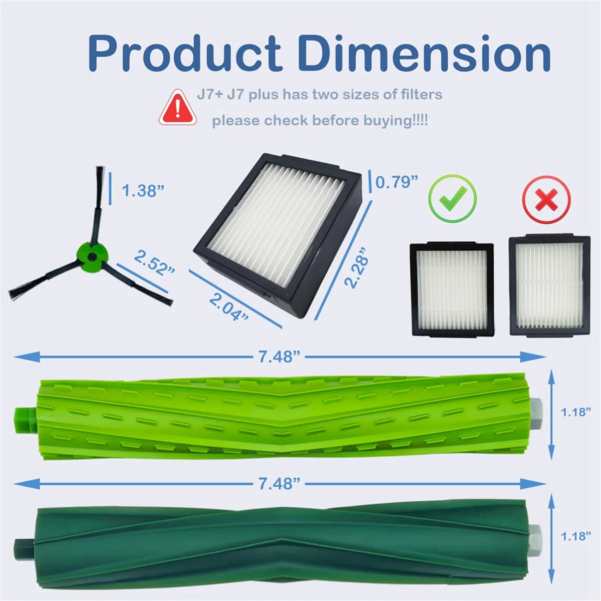 Hot sale Replacement Parts for Combo J7+ J7 Plus Vacuum Cleaner Parts (NOT for J7), Rubber Brushes HEPA Filters