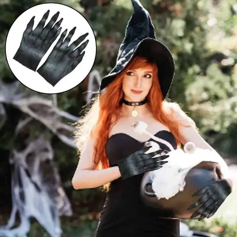 

1Pair Latex Zombied Gloves Scary Moster Gloves Werewolfs Gloves Zombied Hand Gloves for Halloween Cosplay Costumes