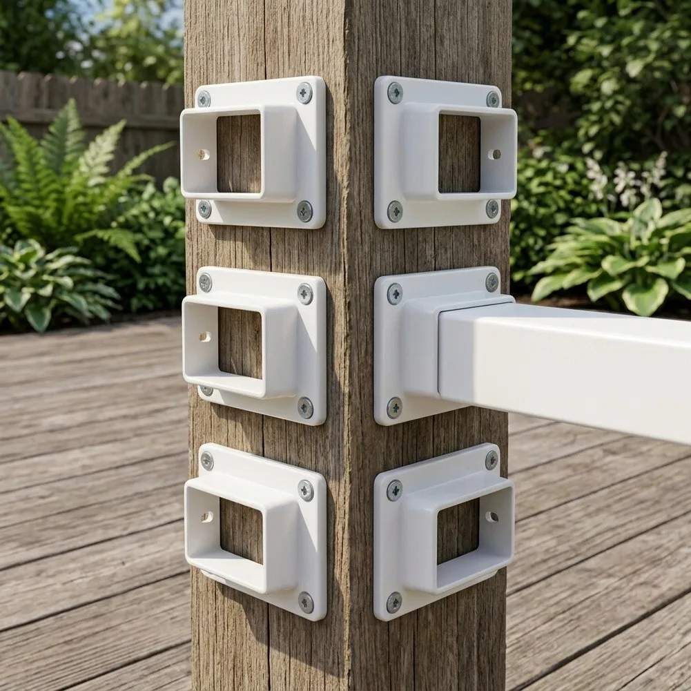Vinyl Fence Rail Brackets Engineered for Reduced Sagging and Wind Flexing in Permanent Outdoor Fence Installations