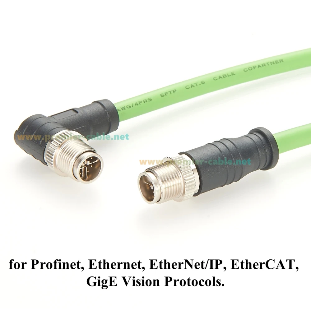 Rechtwinkliges M12 8-Pin X-Coded Stecker-zu-Stecker GigE Vision Kabel IP67 10G Cat6A Ethernet High Flex für Cognex Basler Keyence Kamera – Detail 5