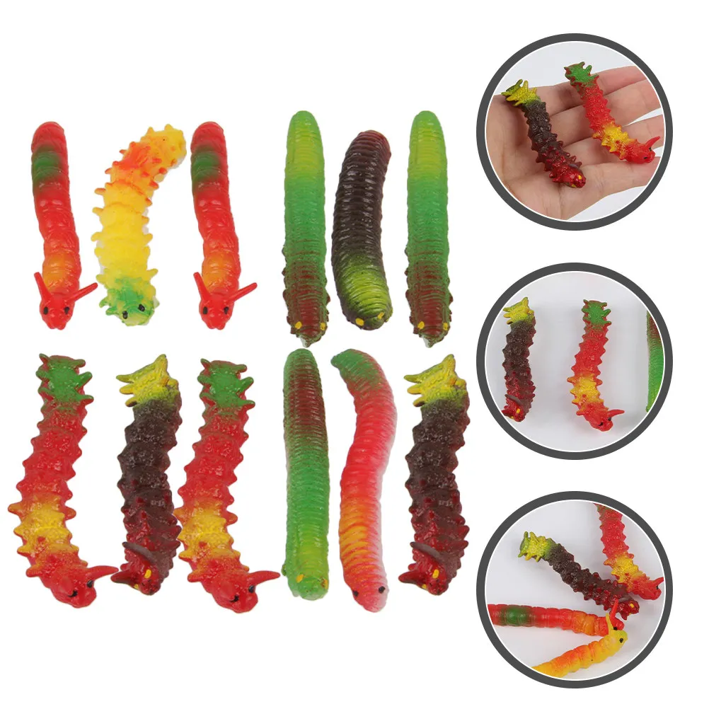 

12Pcs Detailed Simulation Crawling Caterpillars Portable Fake Worms for Children's Day Gifts Classroom Learning Animal Themed
