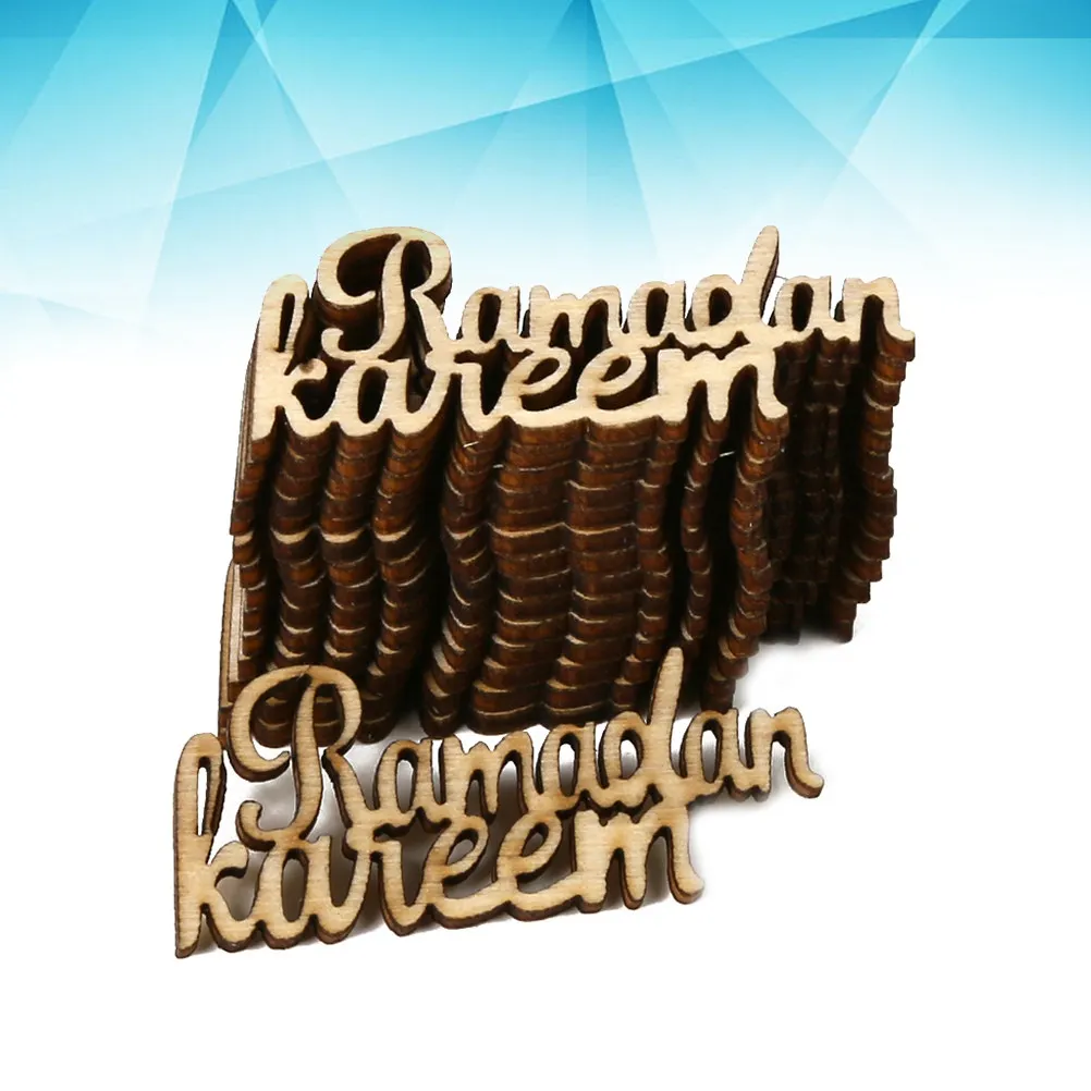 15Pcs Ramadan Wood Piece Decor Wooden Eid Festival Prop for Lesser Bairam Party Photo Background Home Decoration