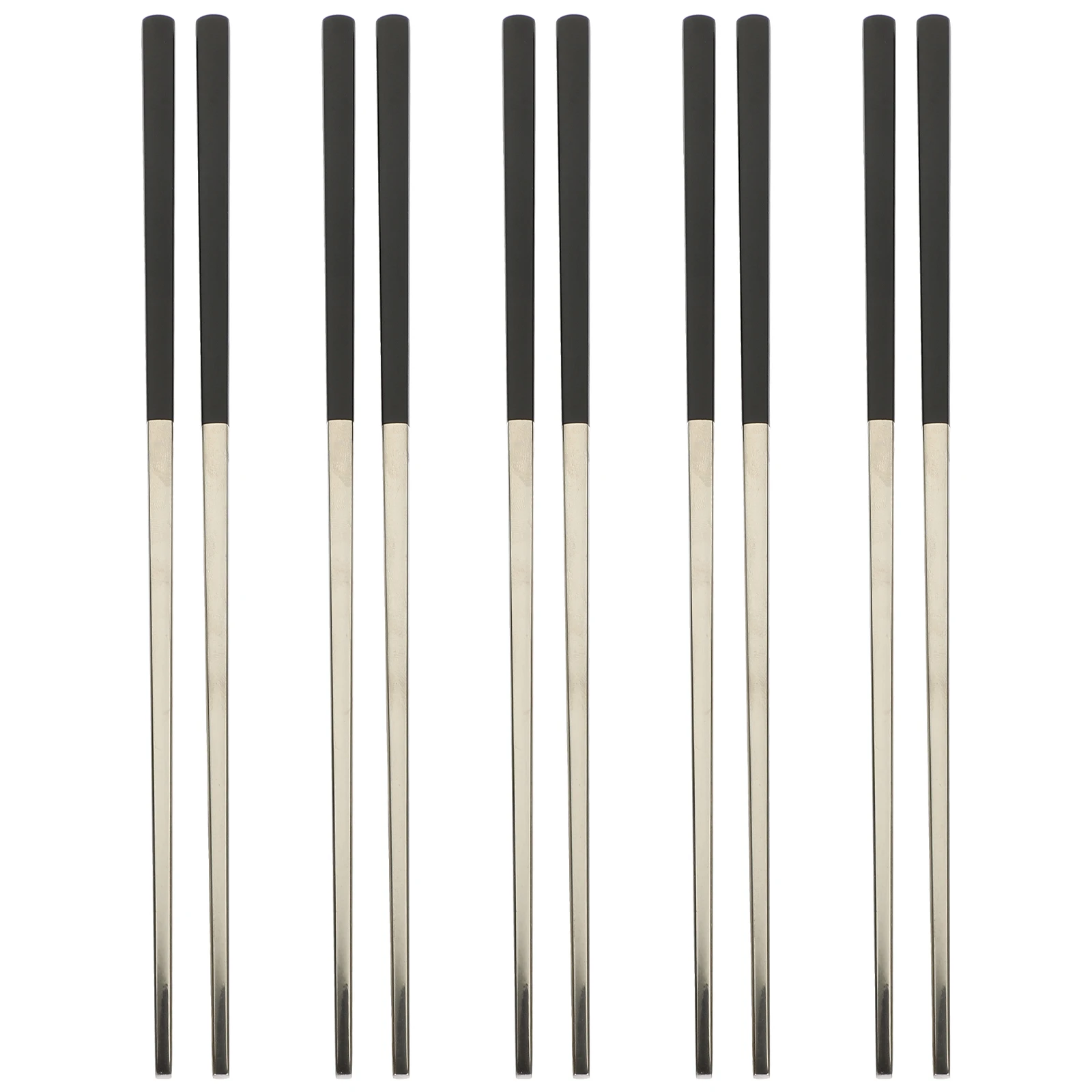 

5 Pairs Stainless Steel Chopsticks Reusable Anti-scalding Non-skid Black Travel Kids Cooking Korean BBQ Party Camping
