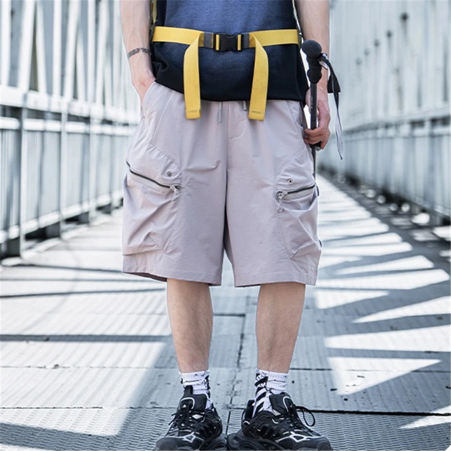 Tactical Cargo Shorts Men Streetwear Hip Hip Quick Drying Short Large Pockets Outdoor Function Casual Knee Length Pants Male