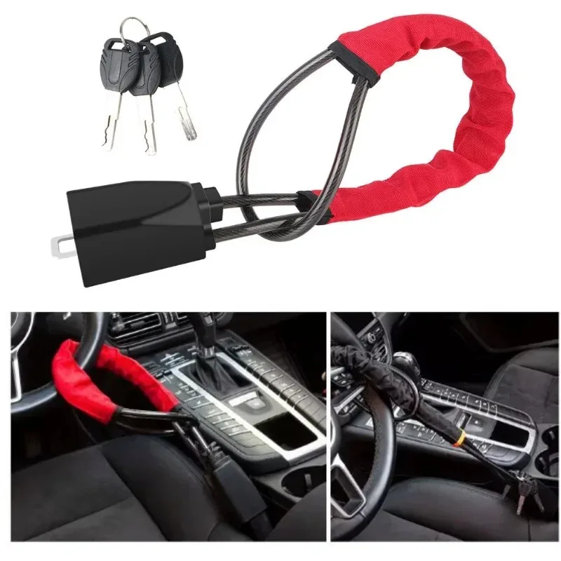 

Car Steering Wheel Lock Anti-theft Steel Cable Security Device Universal Fit for Vehicles Prevent Theft Durable Security Rope