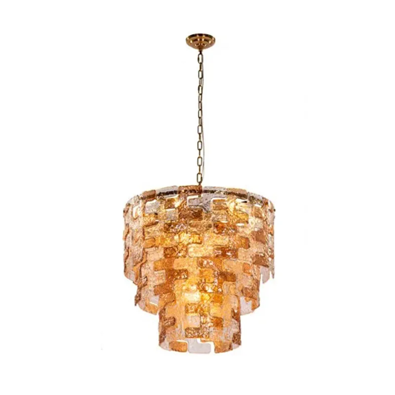 

French Style Layered Pendant Lamp Metal Glass Brass Silvery Finish Round Dimmable Ceilings Lustre Lighting Design