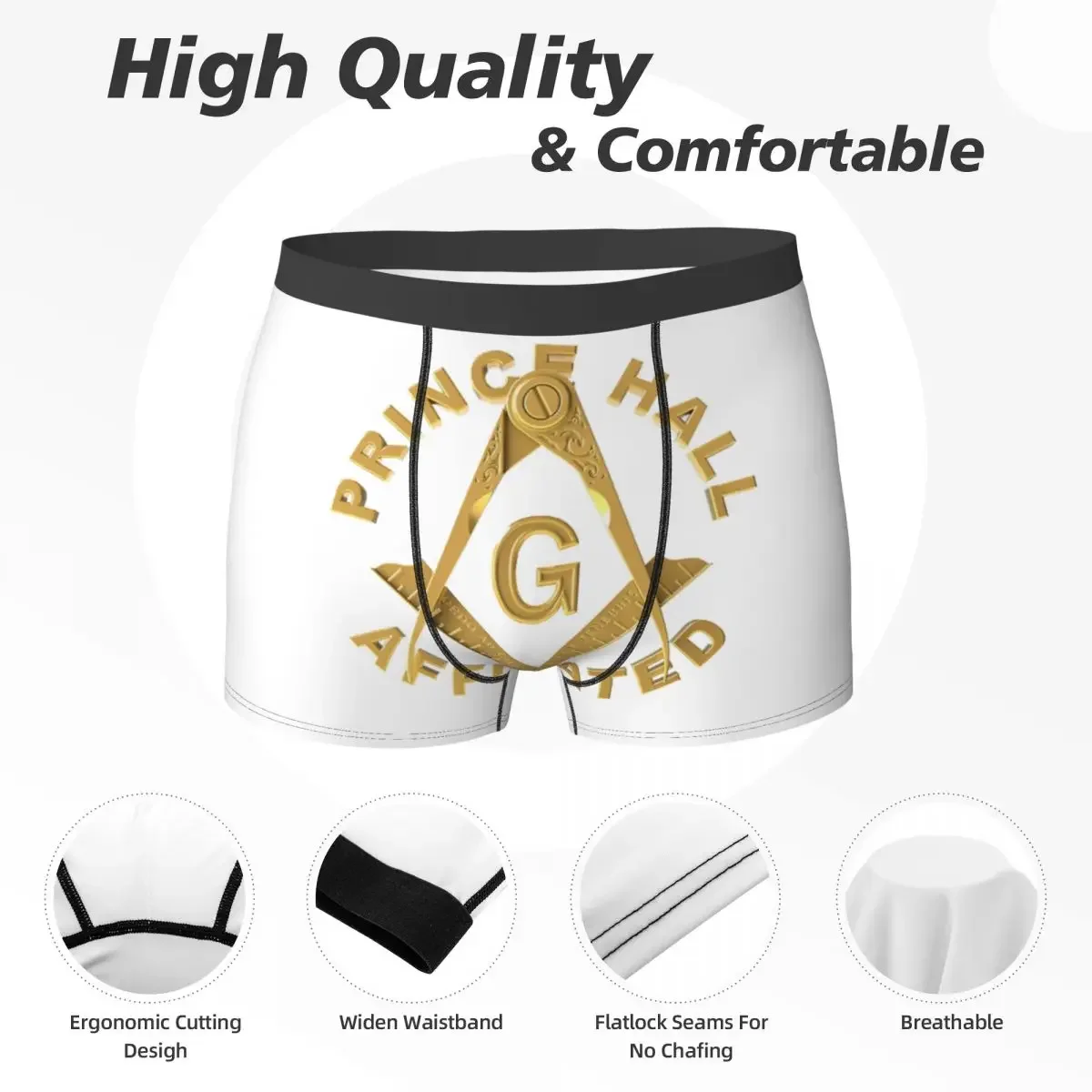 Boxer Underpants Shorts Freemason Masonic Panties Male Breathable Underwear for Homme Man Boyfriend Gift