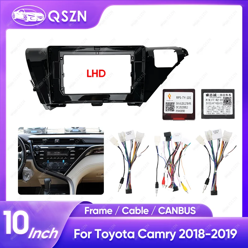 

QSZN 2 Din 10INCH Car Radio Fascia For TOYOTA CAMRY 2018-2019 Stereo Audio Player DVD Panel Dash Kit Frame Center Console Holder