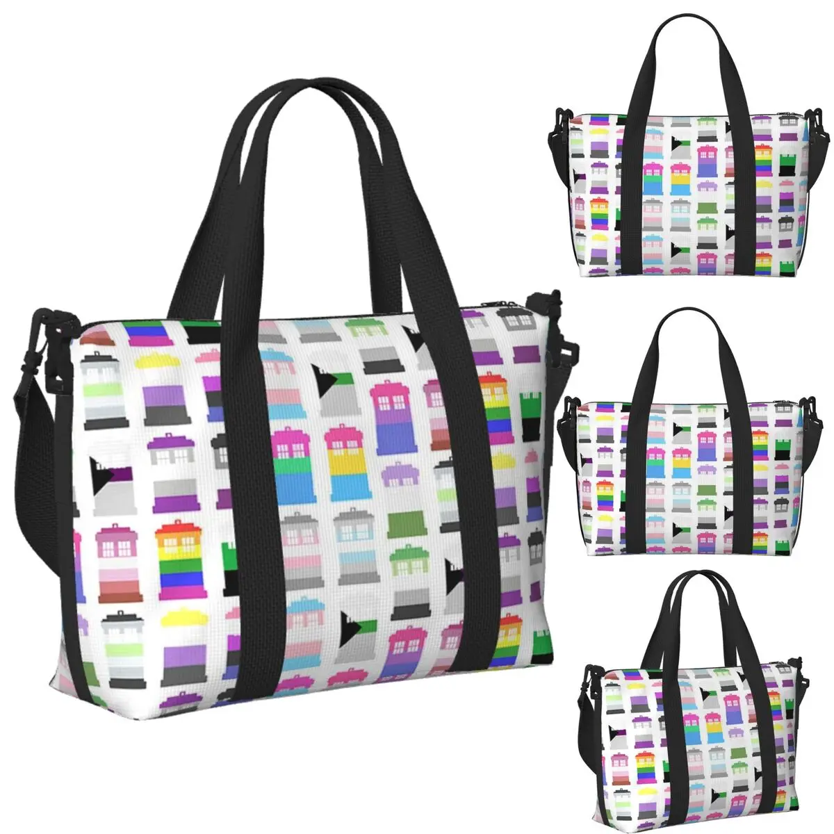 

Doctor Who LGBT TARDIS Gay Pride Beach Travel Bag Large Capacity Tote Bags for Gym Sport Women Shopping Duffle Shoulder Bag