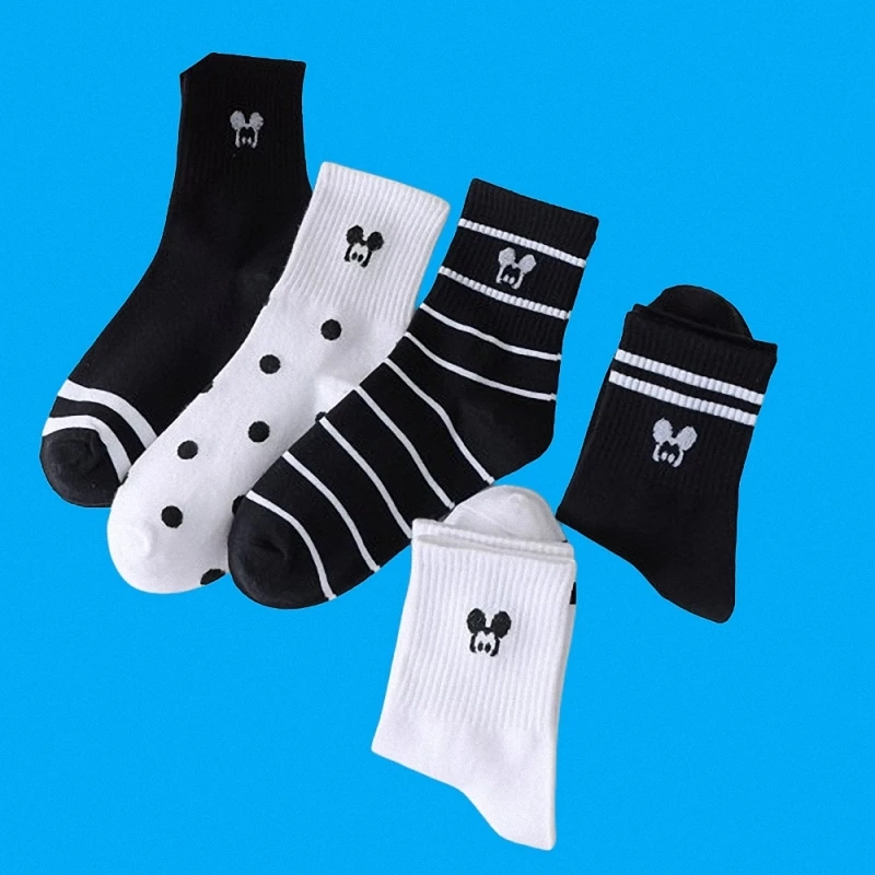 Chaussettes longues à tube moyen pour femmes, coton, confortables, décontractées, lettre, automne, hiver, nouvelle mode, 5/10 paires