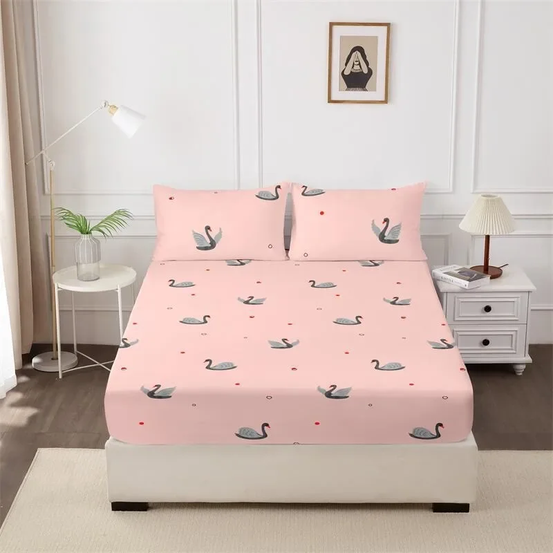 3PCS Double Bed Fitted Sheet and Pillowcases Soft Comfortable Breathable Bedding Set Sabanas Cama Matrimonial Bedding Set Beds