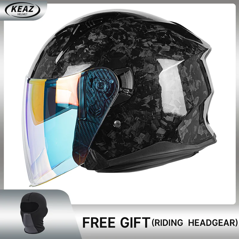 

Модный глянцевый кованый шлем из углеродного волокна 3/4 с влагоотводящим внутренним и несколькими вентиляционными отверстиями для ежедневного комфорта езды