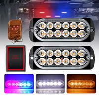 2PCS Car Led Strobe Warning Light Grill Flashing Breakdown Emergency Truck Trailer Beacon Lamp LED Side For 12V 24V 12LED Flash