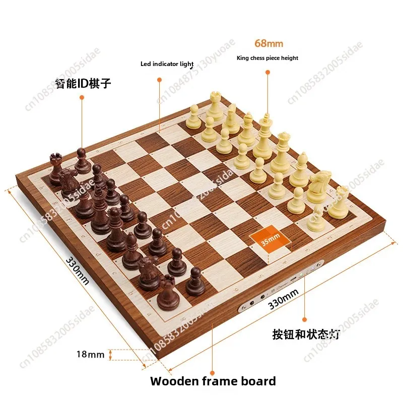 magnificently Handcrafted Wooden Chess Board with Extra Queens,LEDs, AI Adaptive Electronic Chess Set